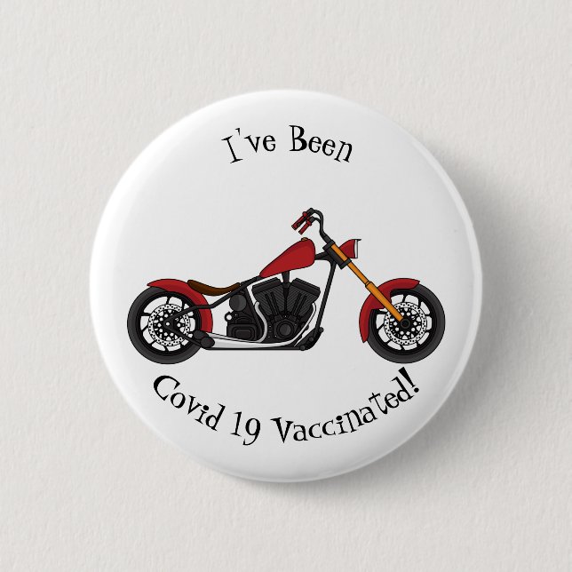 Chopper style motorcycle illustration 6 cm round badge (Front)