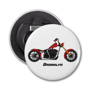 Chopper style motorcycle illustration bottle opener