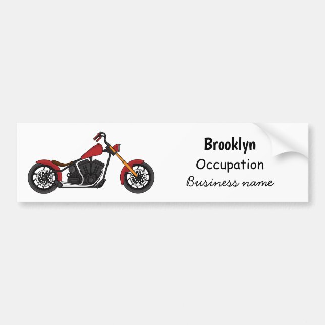 Chopper style motorcycle illustration bumper sticker (Front)