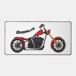 Chopper style motorcycle illustration desk mat