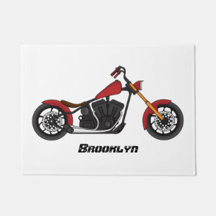 Chopper style motorcycle illustration doormat