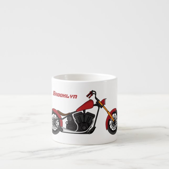 Chopper style motorcycle illustration espresso cup (Front)