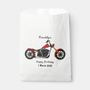 Chopper style motorcycle illustration favour bag