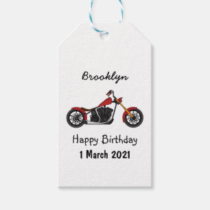Chopper style motorcycle illustration gift tags