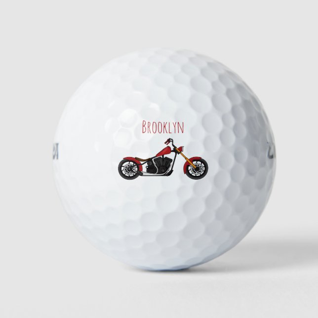 Chopper style motorcycle illustration golf balls (Front)