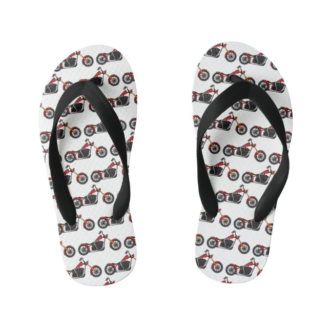 Chopper style motorcycle illustration kid's thongs (Footbed)