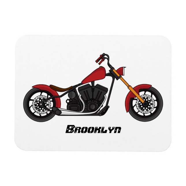 Chopper style motorcycle illustration magnet (Horizontal)