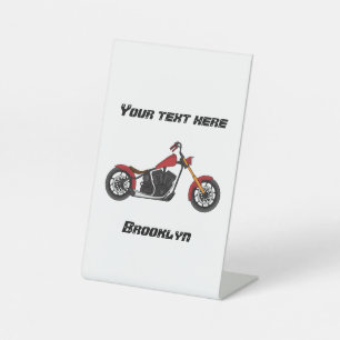 Chopper style motorcycle illustration pedestal sign