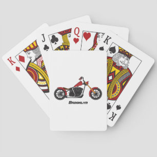 Chopper style motorcycle illustration playing cards
