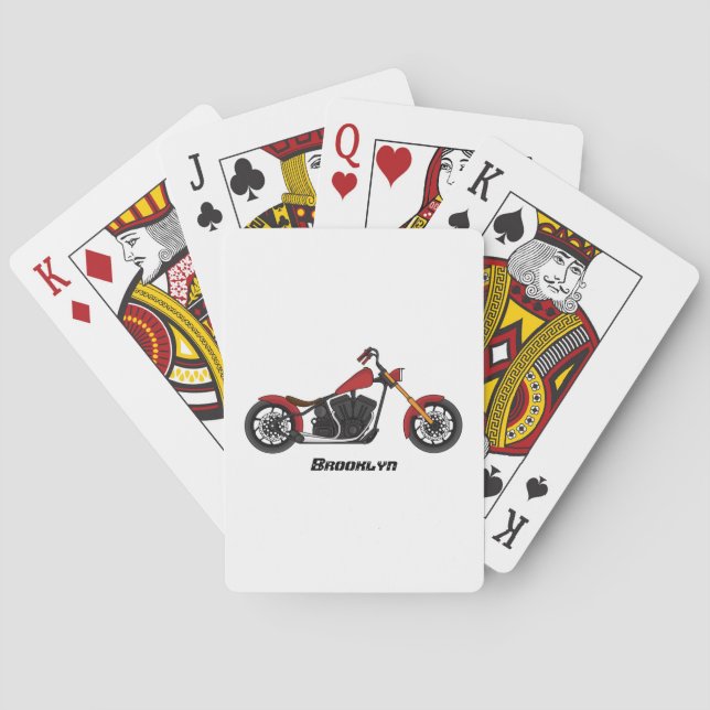 Chopper style motorcycle illustration playing cards (Back)