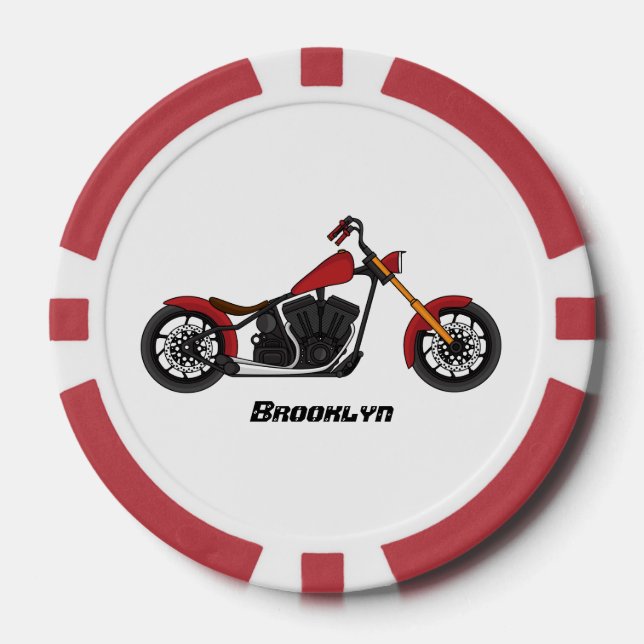 Chopper style motorcycle illustration poker chips (Front)