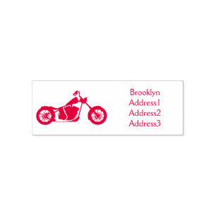 Chopper style motorcycle illustration self-inking stamp