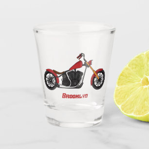 Chopper style motorcycle illustration shot glass