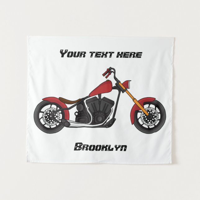 Chopper style motorcycle illustration tapestry (Front (Horizontal))
