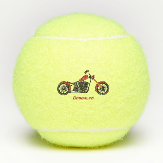 Chopper style motorcycle illustration tennis balls (Front)
