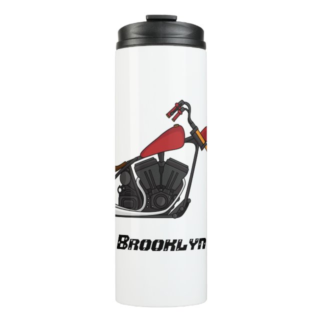 Chopper style motorcycle illustration thermal tumbler (Front)
