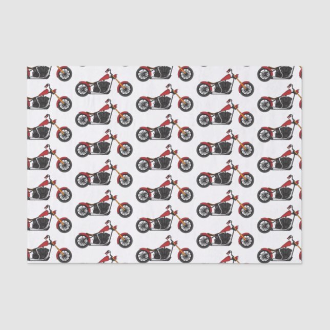 Chopper style motorcycle illustration tissue paper (Front)