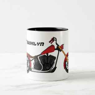 Chopper style motorcycle illustration Two-Tone coffee mug