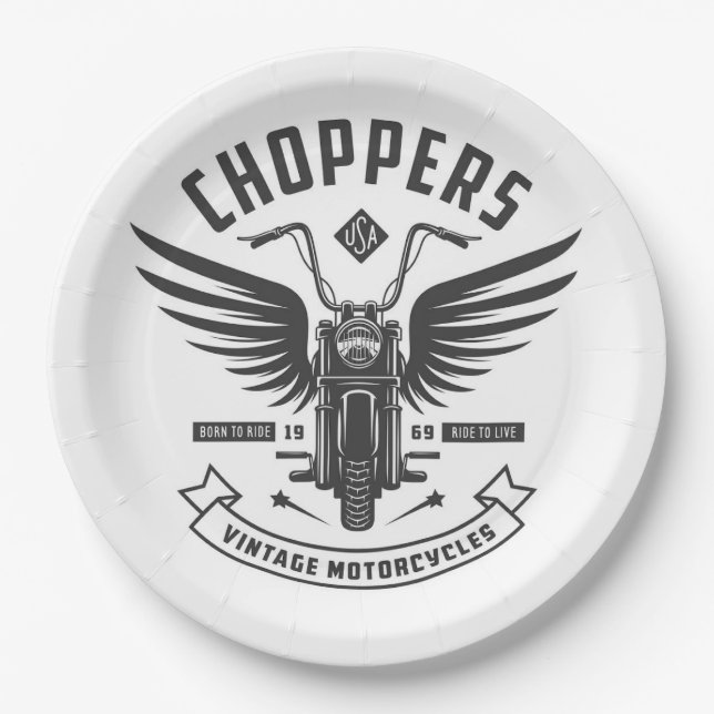 Choppers Vintage Motorcycles Paper Plate (Front)