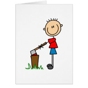 Chopping Wood Stick Figure Card