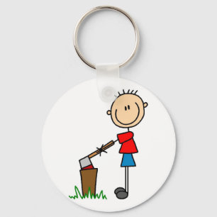 Chopping Wood Stick Figure Tshirts and Gifts Key Ring
