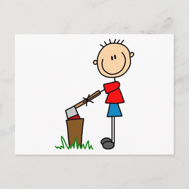 Chopping Wood Stick Figure Tshirts and Gifts Postcard (Front)