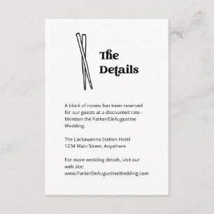Chopsticks Wedding Information Details Enclosure Card