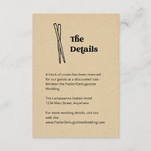 Chopsticks Wedding Information Details Enclosure Card