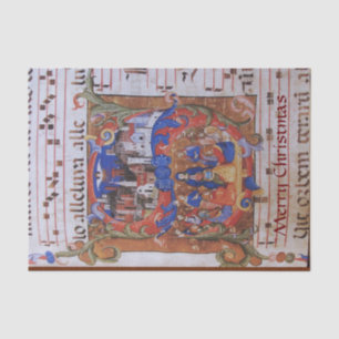 CHORAL MUSIC CHRISTMAS PARCHMENT WITH SAINTS TISSUE PAPER