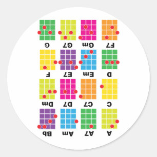 Chord Cheat Tee White Classic Round Sticker