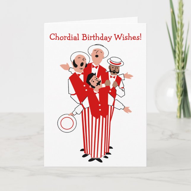 Chordial Birthday Men in Red Quartet Card (Front)