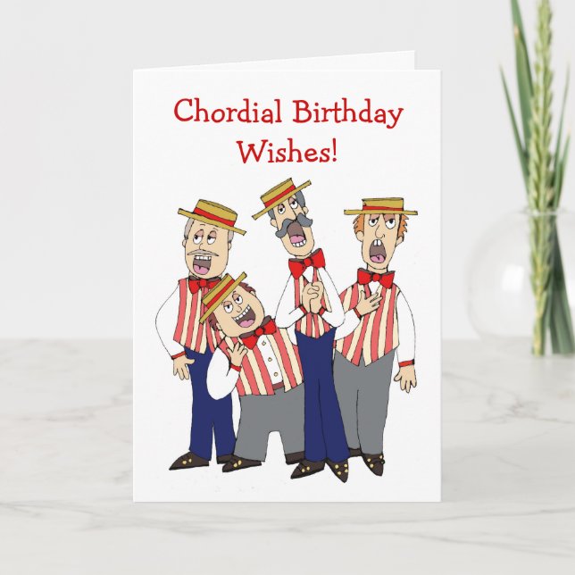 Chordial Birthday Men's Cartoon Quartet Card (Front)