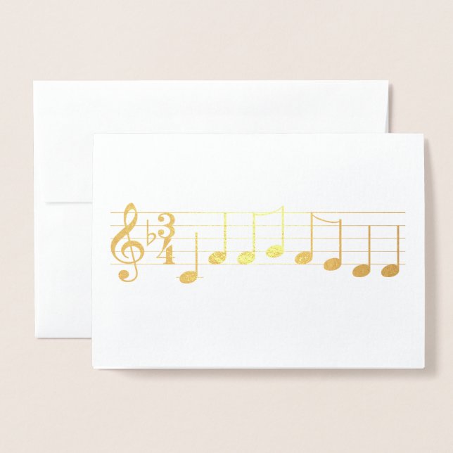 Chords We Wish you a Merry Christmas Music Notes Foil Card (Front With Envelope)