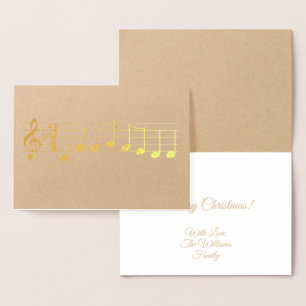Chords We Wish you a Merry Christmas Music Notes Foil Card