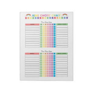 Chore Chart Custom Notepad for 2 Kids