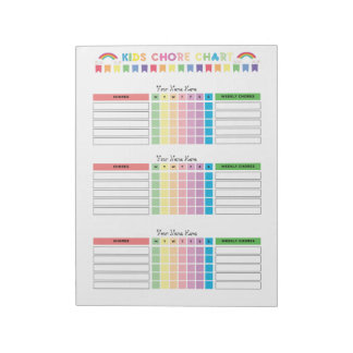Chore Chart Custom Notepad for 3 Kids