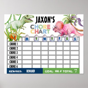 CHORE CHART,KIDS CHART, DINOSAUR POSTER