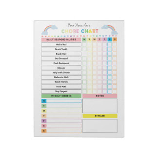 Chore Chart Notepad for Kids & To Do List/Rewards