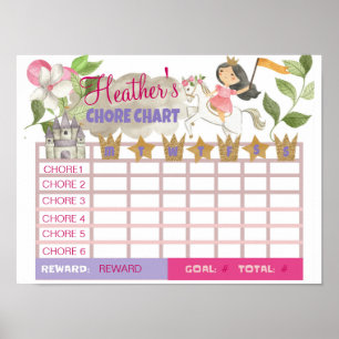 CHORE CHART, PRINCESS, BEHAVIORAL CHART, POSTER