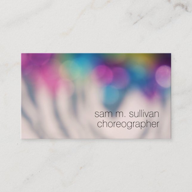 Choreographer Colourful Bokeh Dots Entertainment Business Card (Front)