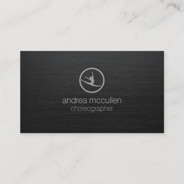 Choreographer Dancer Icon Dark Brushed Metal Business Card (Front)