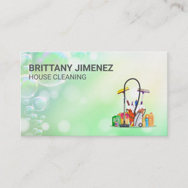 Chores | Soap Bubbles | Maid | Hotel Services Business Card (Front)