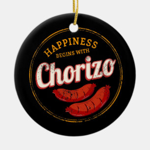 Chorizo Retro Sausage Vintage BBQ Gourmet Barbecue Ceramic Ornament