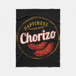 Chorizo Retro Sausage Vintage Bbq Gourmet Byrbecue Fleece Blanket