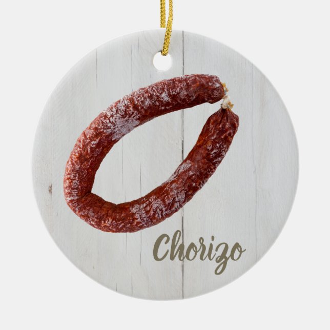 Chorizo Sausage Ceramic Ornament (Front)
