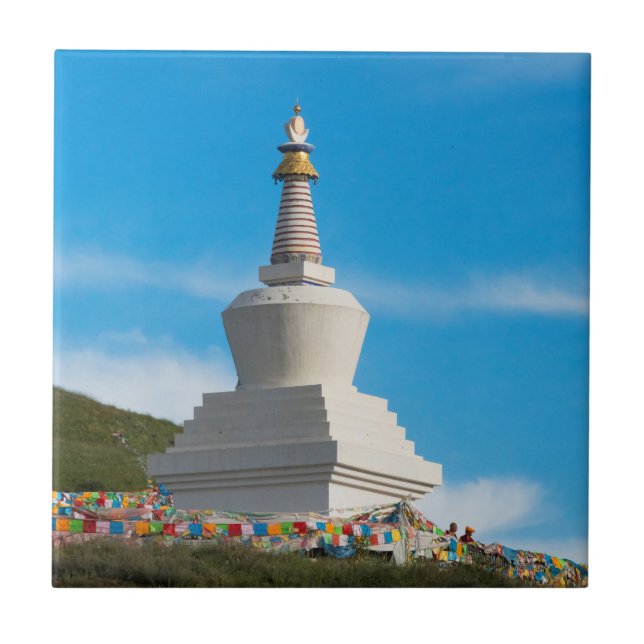 Chorten of Tagong Monastery Ceramic Tile (Front)