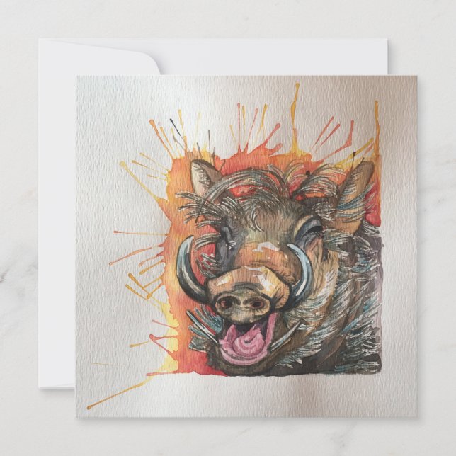 Chortling Warthog postcard style Notecard (Front)