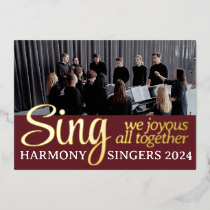 Chorus Choir Merry Christmas Singer Music Photo Foil Holiday Card