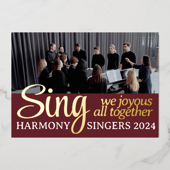 Chorus Choir Merry Christmas Singer Music Photo    Foil Holiday Card (Front)