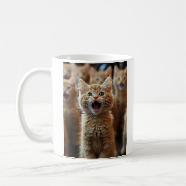 Chorus of Cute Kittens - Adorable Feline Artwork Coffee Mug (Left)
